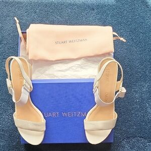 Stuart Weitzman Cream Sandals with Ankle Strap